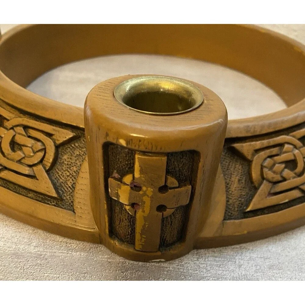 Vintage Celtic Knot Candle Holder Advent Wreath By Abbey Press Irish 12 1/4